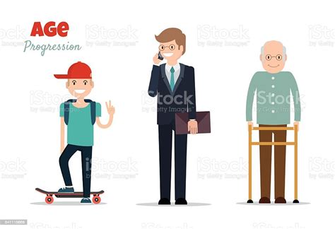 Different Age Groups Of European Man Stock Illustration Download