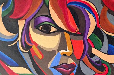 Colorful Abstract Woman Face Art Acrylic Painting 3d Illusion