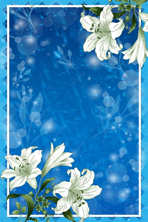Background Latar Belakang Undangan Pernikahan Minimalis Biru Floral