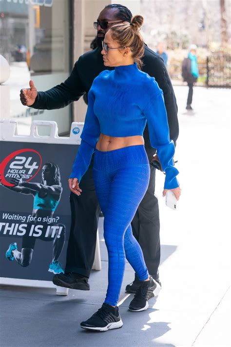 Jennifer Lopez Shows Off Her Abs In A Blue Crop Top With Matching