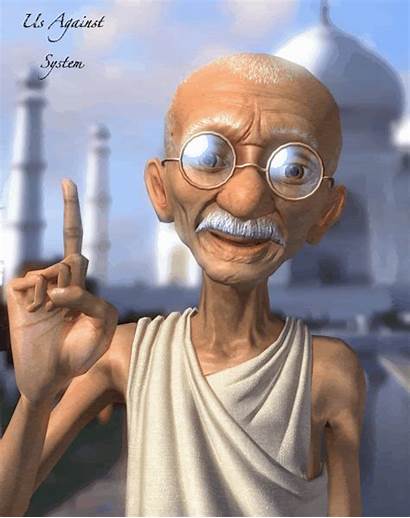 Gandhi Mahatma Gifs India Joven Animated Escondem