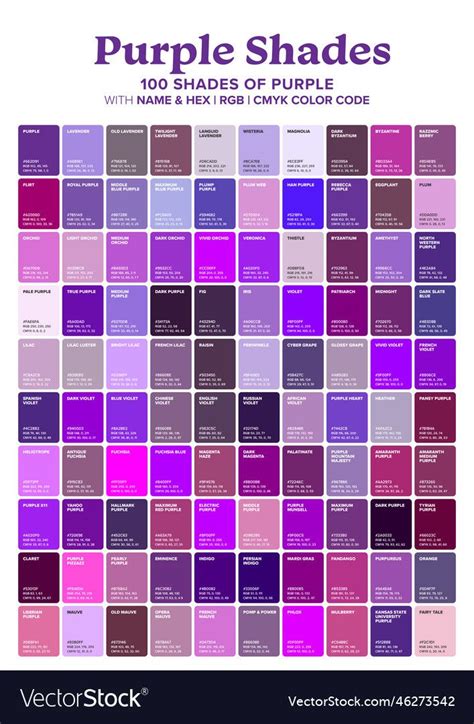 Purple 100 Color Shades Vector Image On Vectorstock Pantone Color