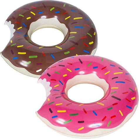 Miotlsy Swim Ring Doughnut 2pcs Giant Inflatable Donut Lounger Tube