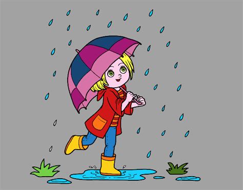 Busca a través de 52634 páginas para colorear, siluetas y tutorial de dibujo. Dibujo de Niña con paraguas bajo la lluvia pintado por ...