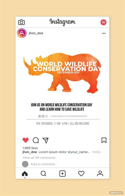 Free World Wildlife Conservation Day Instagram Post Ad Sponsored