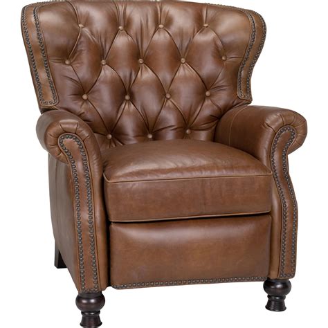 Cambridge Leather Recliner Button Tufted Shalimar Saddle Dcg Stores