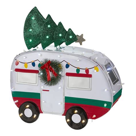 Light Up Glass Bottle Camper Ornament Home And Garden Seasonal Decorations