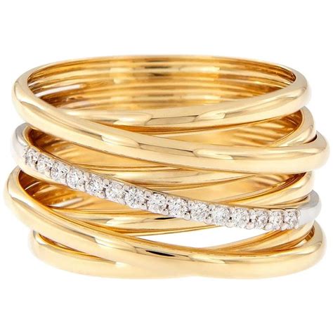 Multi Row Diamond Gold Band Ring At 1stdibs