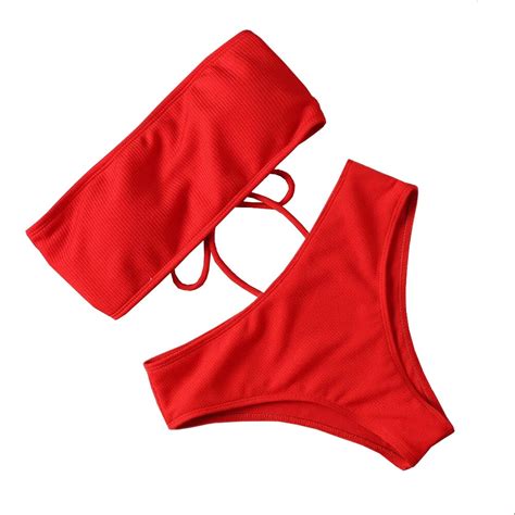 Sexy Strapless Bikini Bandeau Swimwear Women Swimsuit Female 2 Pieces