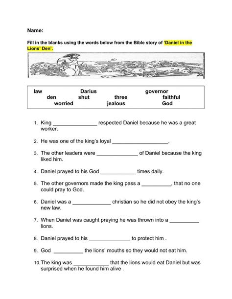 Daniel In The Lions Den Worksheet Live Worksheets