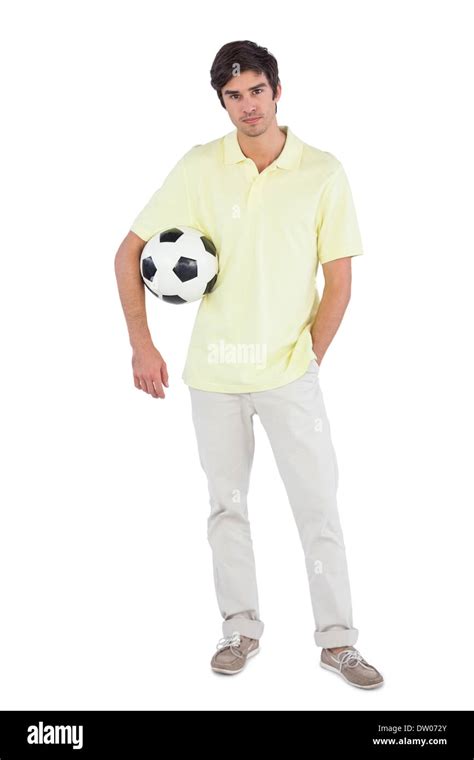 Young Man Holding Soccer Ball Stock Photo Alamy
