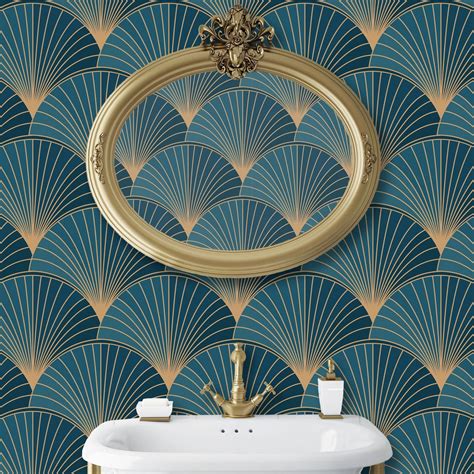 Art Deco Wallpaper Art Nouveau Wallpaper Geometric Etsy Uk