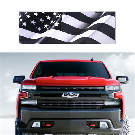 Buy Black And White American Flag Decals For Chevy Silverado Grille And