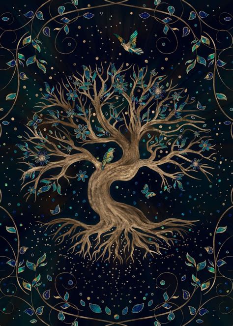 Tree Of Life Yggdrasil Poster Picture Metal Print Paint By