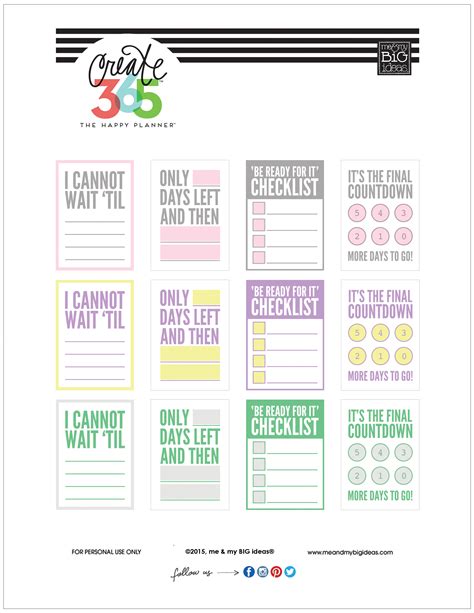 Countdown Free Printables For The Happy Planner™ — Me And My Big Ideas