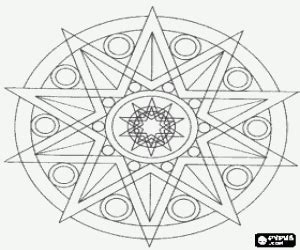 Y ahora ya sí te dejamos con los dibujos animados para pintar. Mandala con círculos y estrella para colorear, pintar e ...