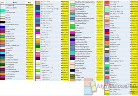 Windows Color Codes