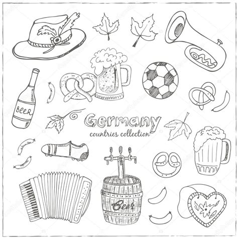 Hand Drawn Doodle Germany Travel Set — Stock Vector © Fafarumba 110343086