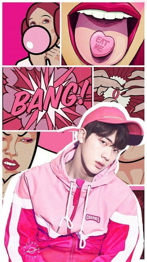 Download Cute Bts Jin Pink Edit Wallpaper