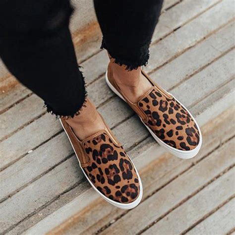 product details leopard print sneakers casual shoes women slip on shoes