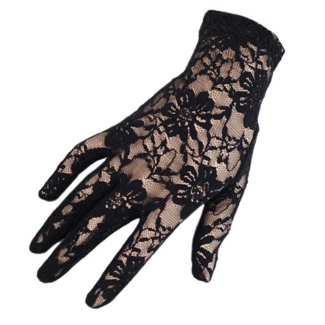 Lyst Uk Short Black Fine Lace Gloves In Black Save 6