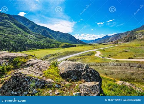 View Of The Mountains And The Road Gorny Altai Russia Editorial