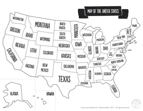 Free Printable United States Map With State Names