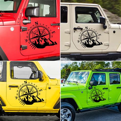 Buy Fochutech Car Decals Compass With Mountain Jeep Stickers
