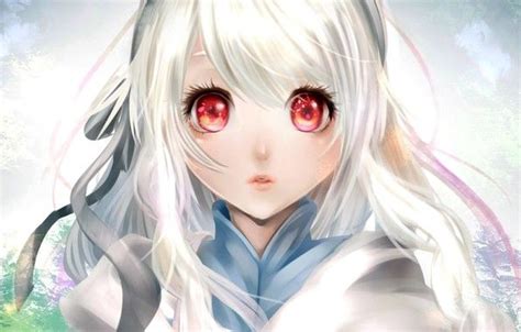 Anime Girl With White Hair And Red Eyes Anime Girl
