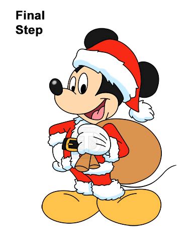 How To Draw Mickey Mouse For Christmas Video And Step By Step Pictures