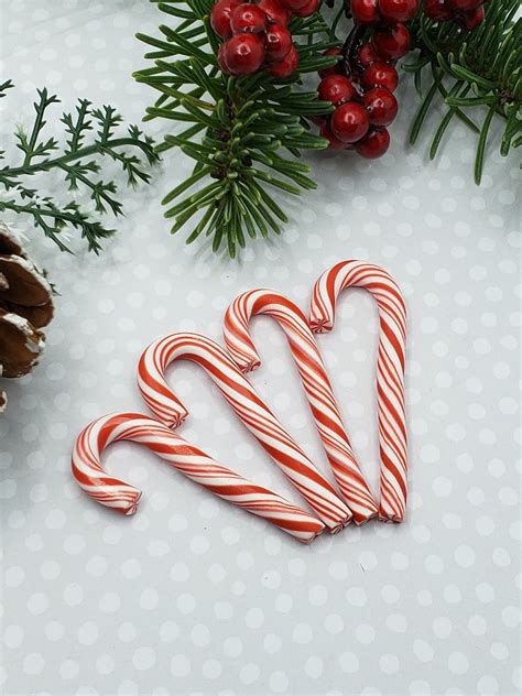 Red White Polymer Clay Candy Canes Fake Christmas Candy Cane Etsy