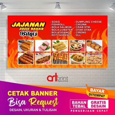 Cetak Spanduk Banner Jualan Sosis Bakar Banner Seafood Bakar