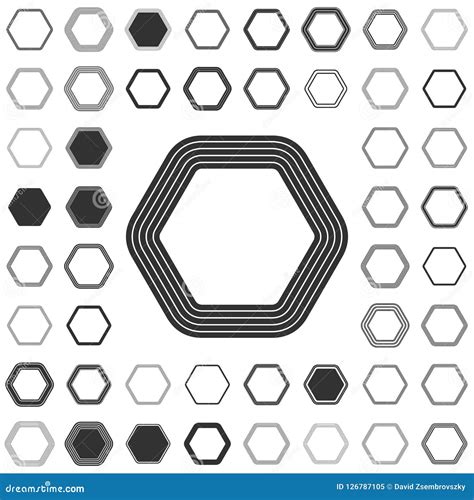 Line Hexagon Logo Design Set Stock Vector Illustration Of Element