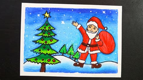 Merry Christmas Drawing Easy How To Draw Christmas Scene Santa
