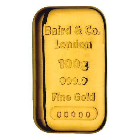 Baird And Co 100 Gram Cast Gold Bar Gold Bullion Co
