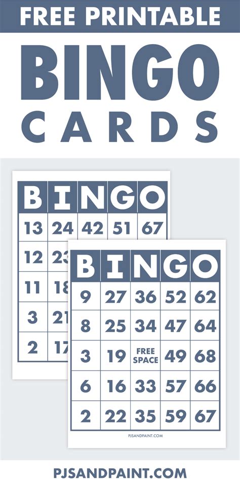Free Printable Bingo Cards Pjs And Paint