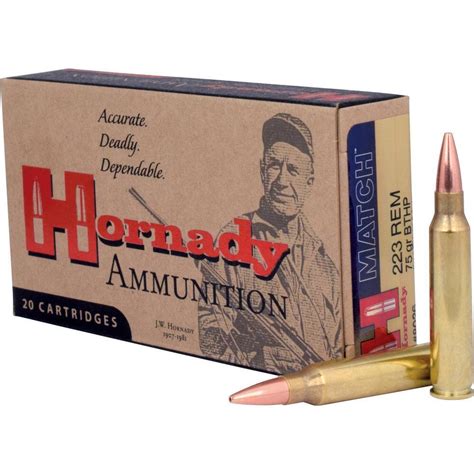 Bullseye North Hornady Match Ammo 223 Remington 75gr Hp Bt Box Of 20