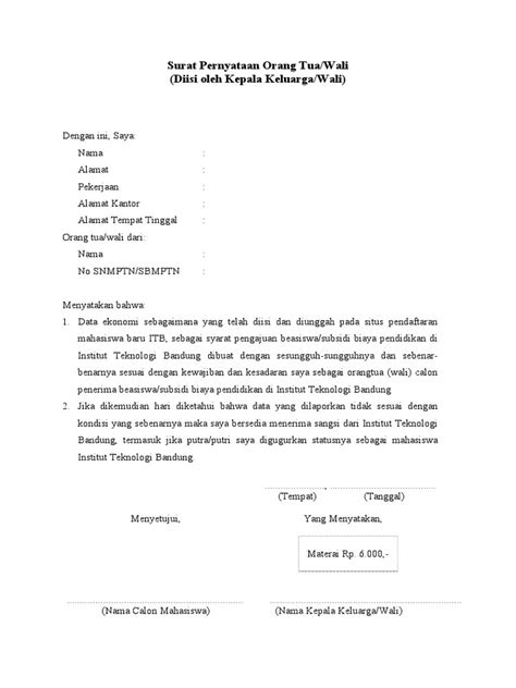 Kenapa surat tersebut harus dibuat untuk kebutuhan diatas? Surat Pernyataan Orang Tua Wali - Kumpulan Surat Penting