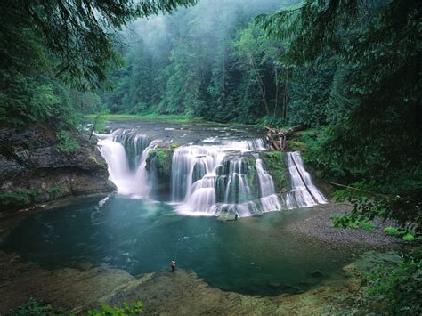 Lower Lewis River Falls Located In Ford Pinchot National Forest