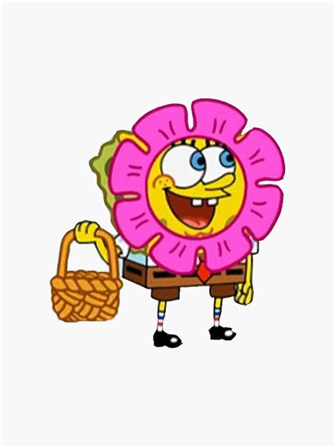 Spongebob In A Flower Sticker By Julitortellini Redbubble