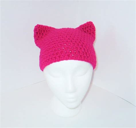 Hot Pink Small Cat Hat Crochet Pink Cat Beanie Trendy Cat