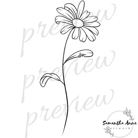 April Birth Flower Daisy Wall Art Minimal Daisy Art Floral Line Art