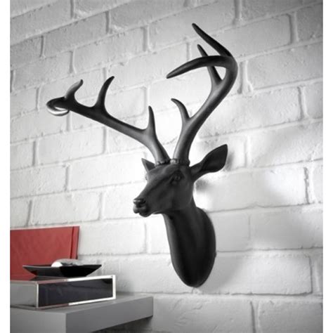 Arthouse Deer Stag Head Decorative Mounted Resin Wall Art Black 008152