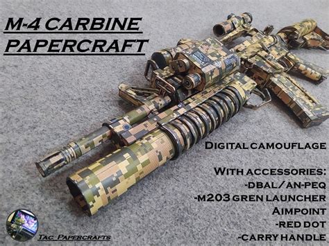 Gun Papercraft M4 Carbine Papercraft Diy 3d Weapon Army 3d