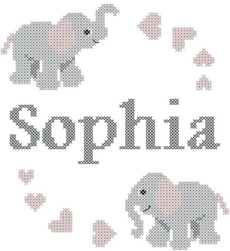Maybe you would like to learn more about one of these? Baby Elephant Cross Stitch Pdf Chart with Name and Hearts ...