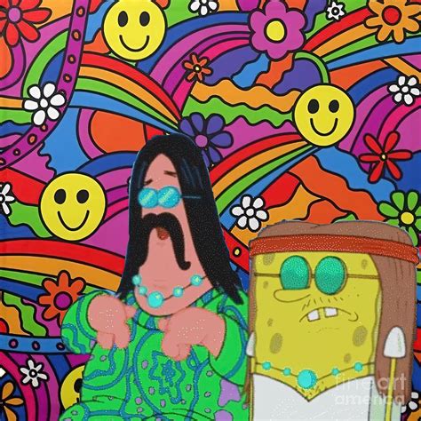 Hippie Spongebob Painting By Darren Jones Fine Art America