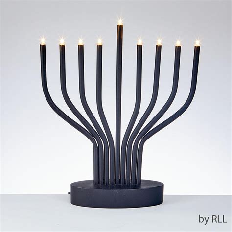 Led Black Metal Electric Menorah