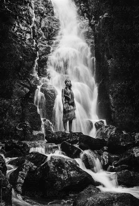 Woman By A Waterfall By Stocksy Contributor Lumina Stocksy