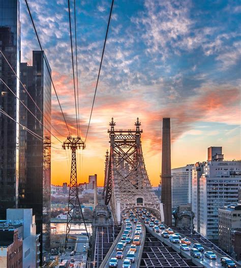 Sunrise Over The Ed Koch Queensboro 59th Street Bridge In Manhattan