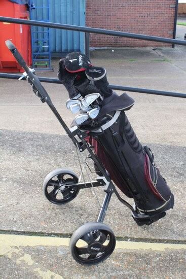 Lot Art Set Of Hippo Golf Clubs With Trolley To Include Driving Irons